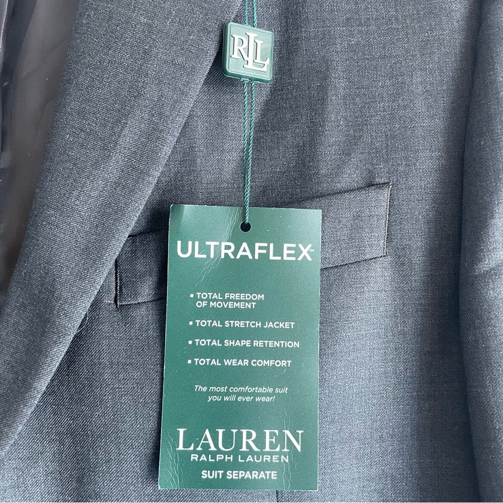 NWT Lauren Ralph Lauren 40R Blazer 100% Wool Ultraflex Charcoal Grey Sport #716 - Picture 6 of 15